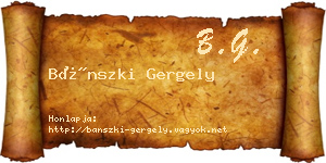 Bánszki Gergely névjegykártya